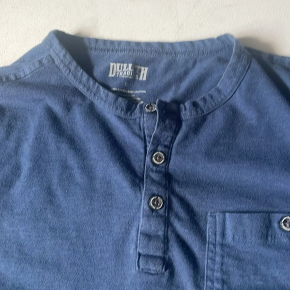 Men's Longtail T Relaxed Fit SS Henley with Pocket blue size L - Picture 3 of 7